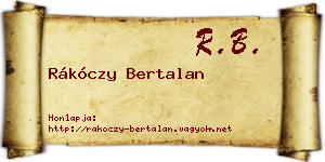 Rákóczy Bertalan névjegykártya